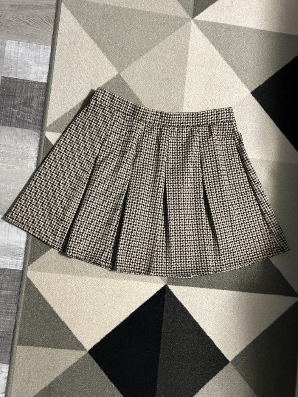 Cato Plaid/Houndstooth Pleated Skater Mini Pull-on Skirt Women's Size L